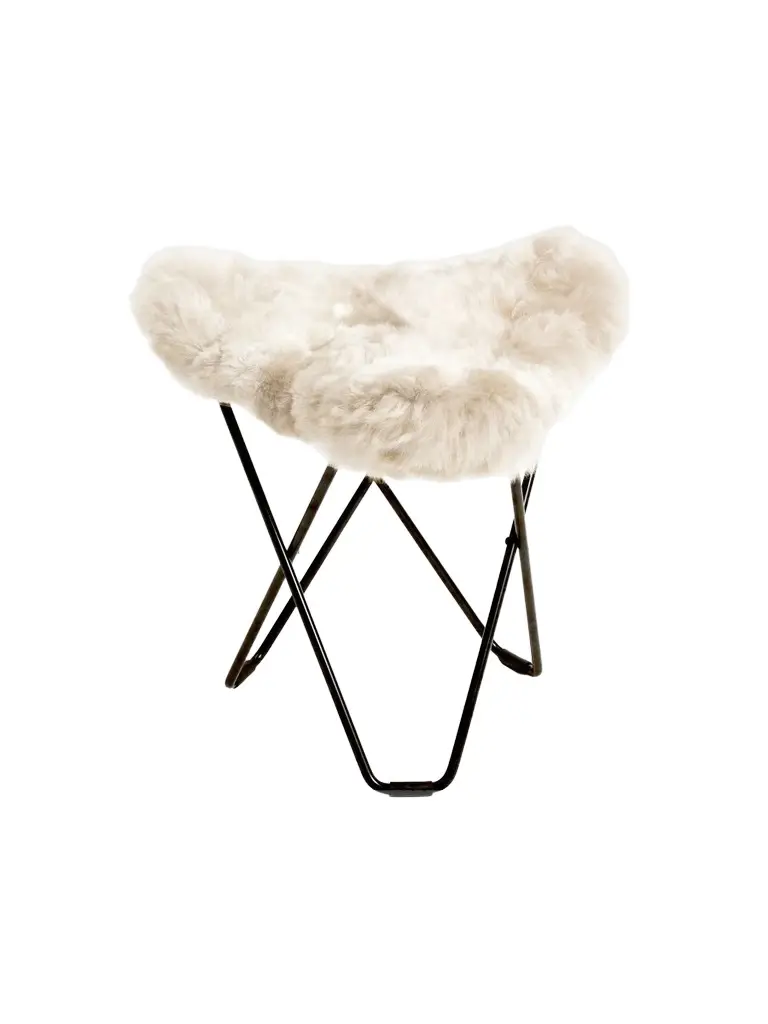Weich Couture Alpaca Mariposa Alpaca Fur & Steel Butterfly Ottoman