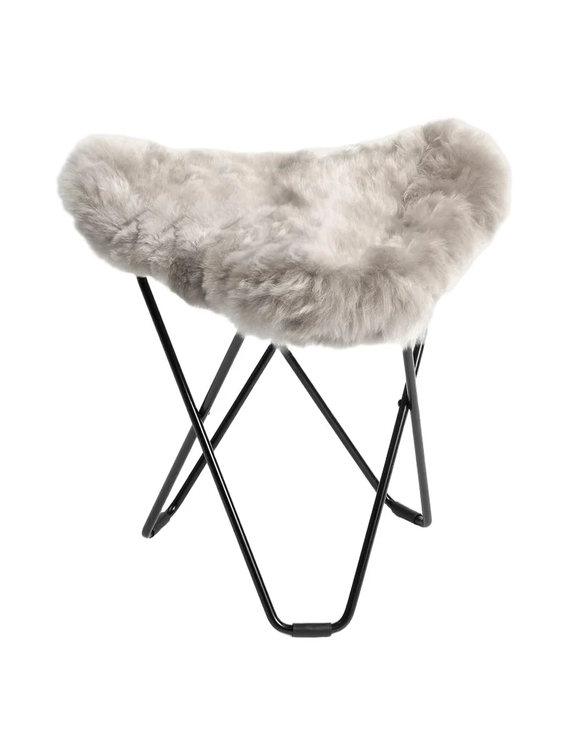 Weich Couture Alpaca Mariposa Alpaca Fur & Steel Butterfly Ottoman