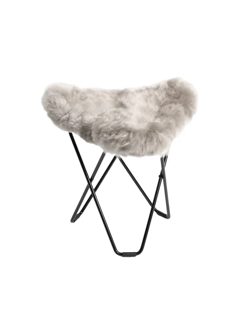 Weich Couture Alpaca Mariposa Alpaca Fur & Steel Butterfly Ottoman