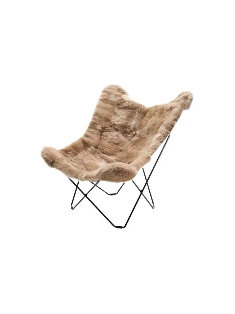 Weich Couture Alpaca Mariposa Alpaca Fur & Steel Butterfly Chair