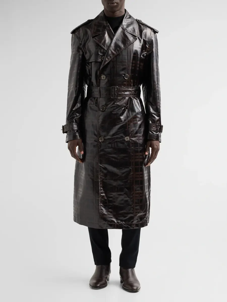 Burberry Men's Ludlow Check Trench Coat | Thumbnail 2 Burberry Men's Ludlow Check Trench Coat | Thumbnail 2