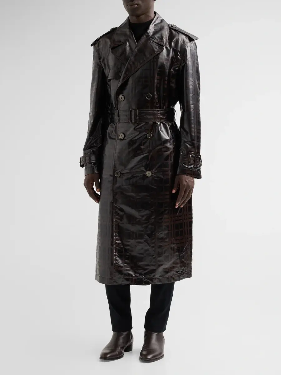 Burberry Men's Ludlow Check Trench Coat | Thumbnail 4 Burberry Men's Ludlow Check Trench Coat | Thumbnail 4