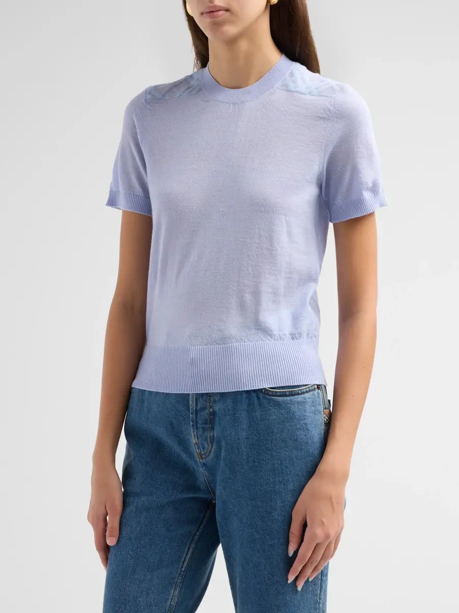 Burberry Women's Winnie Check-Shoulder Wool-Silk Top | Thumbnail 4 Burberry Women's Winnie Check-Shoulder Wool-Silk Top | Thumbnail 4