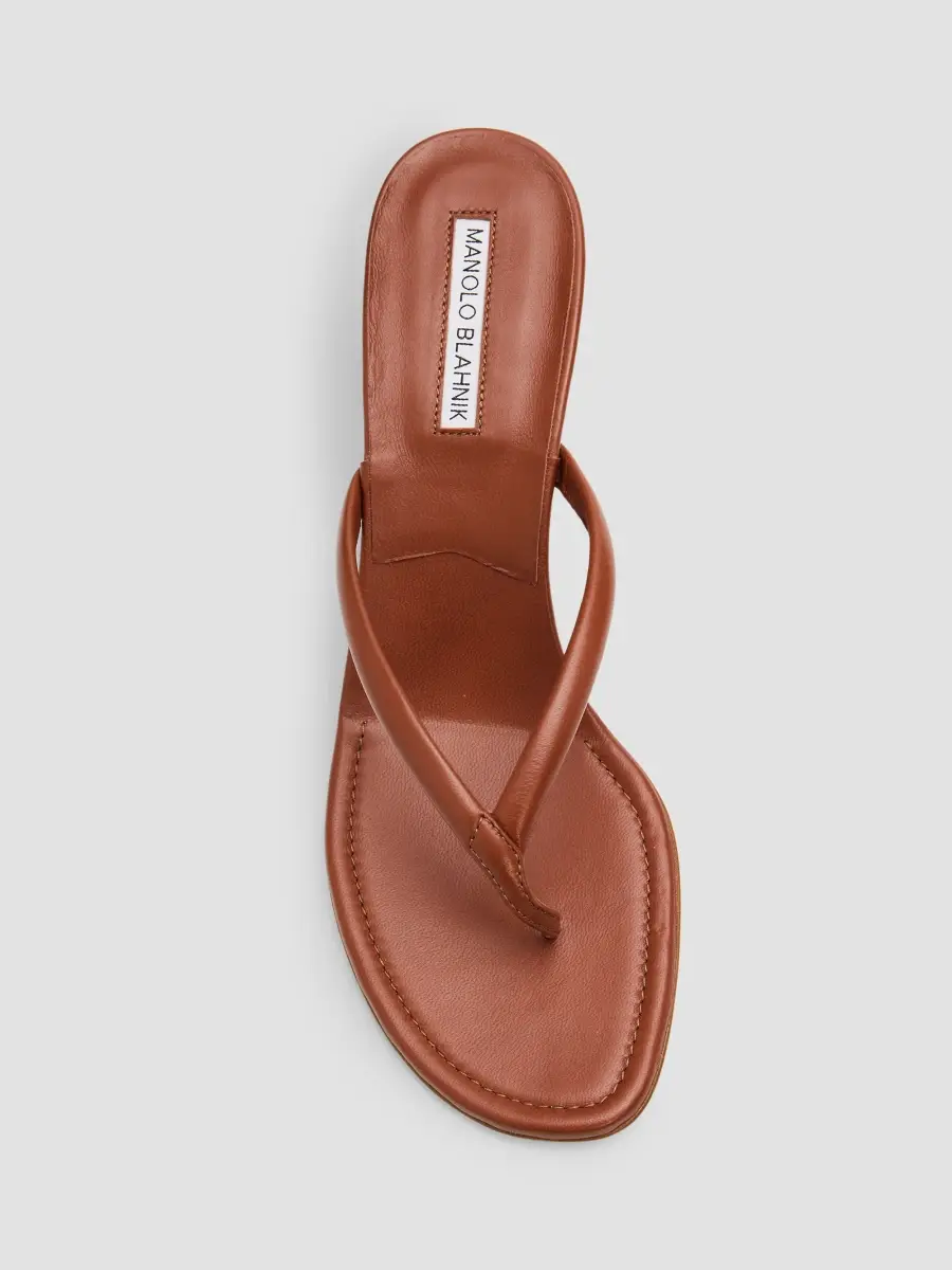Manolo Blahnik Women's Paterno 50MM Leather Thong Sandals | Thumbnail 4