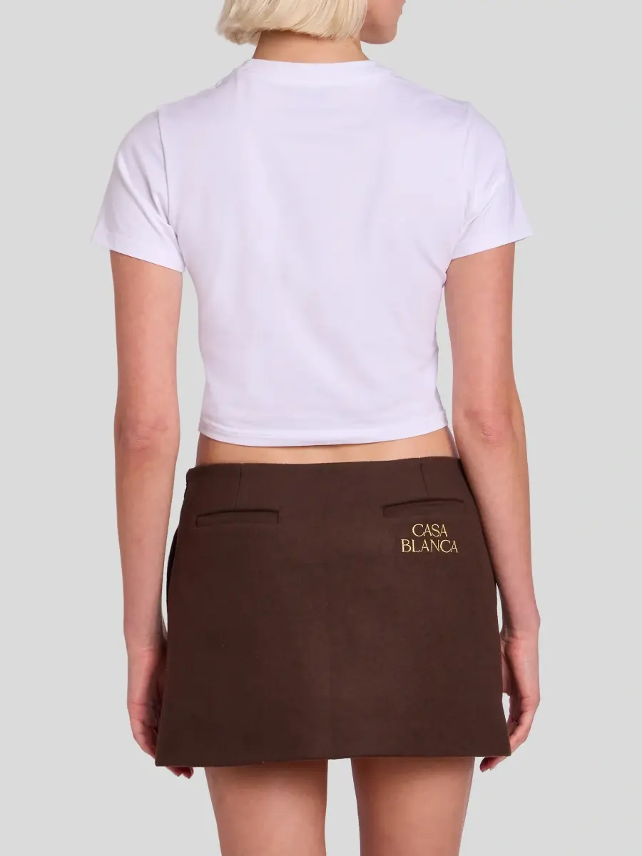Casablanca Women's Stacked Logo Cotton Crop T-Shirt | Thumbnail 3 Casablanca Women's Stacked Logo Cotton Crop T-Shirt | Thumbnail 3