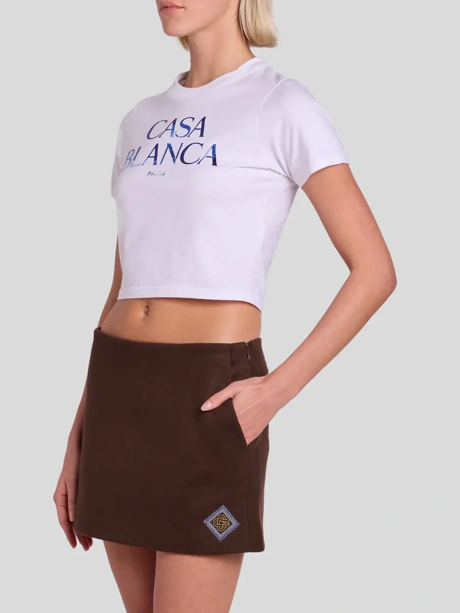 Casablanca Women's Stacked Logo Cotton Crop T-Shirt | Thumbnail 4 Casablanca Women's Stacked Logo Cotton Crop T-Shirt | Thumbnail 4