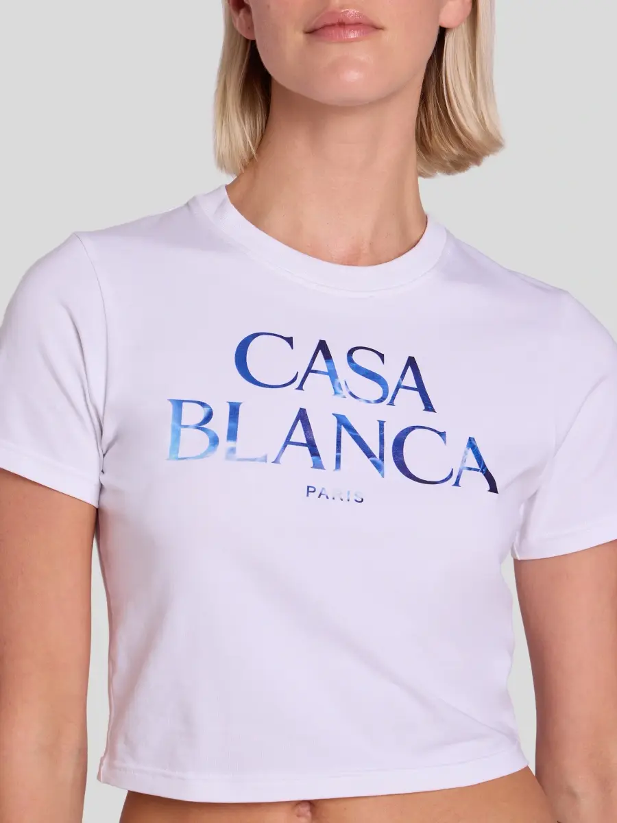 Casablanca Women's Stacked Logo Cotton Crop T-Shirt | Thumbnail 5 Casablanca Women's Stacked Logo Cotton Crop T-Shirt | Thumbnail 5