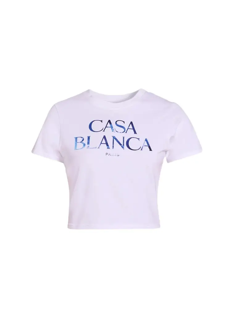 Casablanca Women's Stacked Logo Cotton Crop T-Shirt