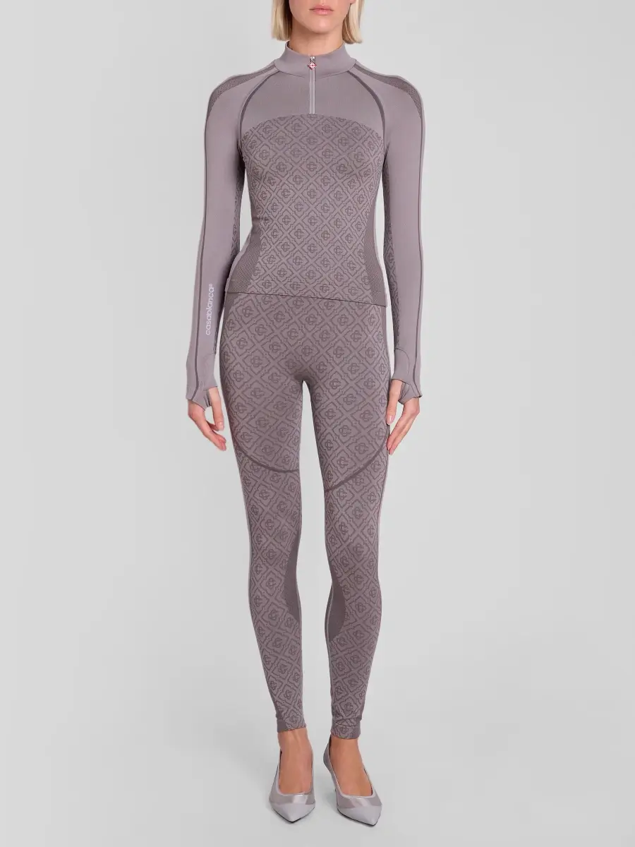 Casablanca Women's Seamless Monogram Zip Top | Thumbnail 2 Casablanca Women's Seamless Monogram Zip Top | Thumbnail 2