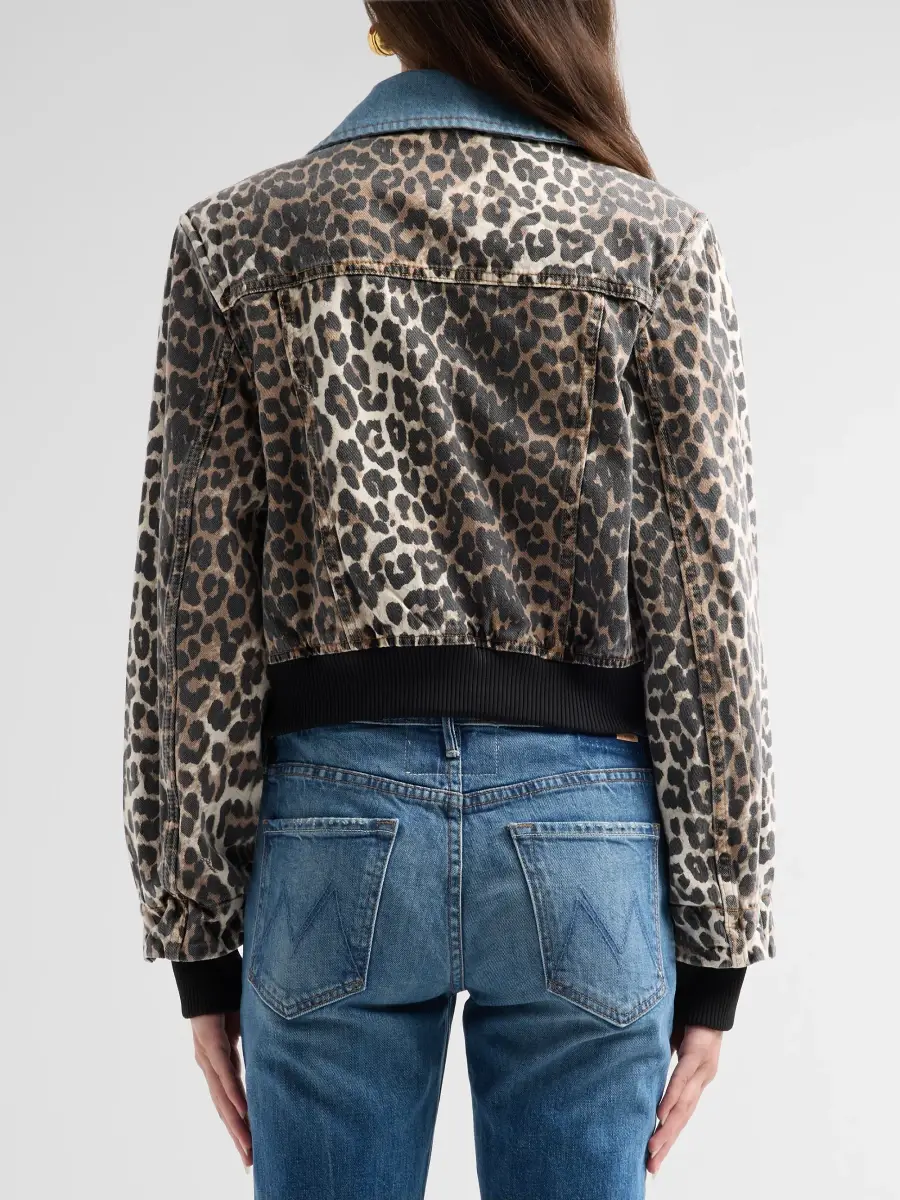 Ganni Women's Leopard Print Denim Bomber Jacket | Thumbnail 3 Ganni Women's Leopard Print Denim Bomber Jacket | Thumbnail 3