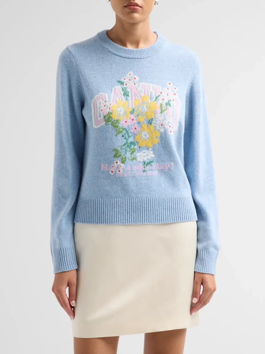 Ganni Women's Floral Graphic Wool-Blend Sweater | Thumbnail 5 Ganni Women's Floral Graphic Wool-Blend Sweater | Thumbnail 5