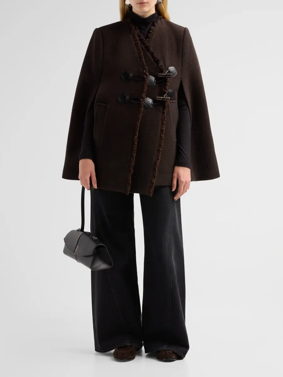 Ganni Women's Wool-Blend Blanket Cape Peacoat | Thumbnail 2 Ganni Women's Wool-Blend Blanket Cape Peacoat | Thumbnail 2