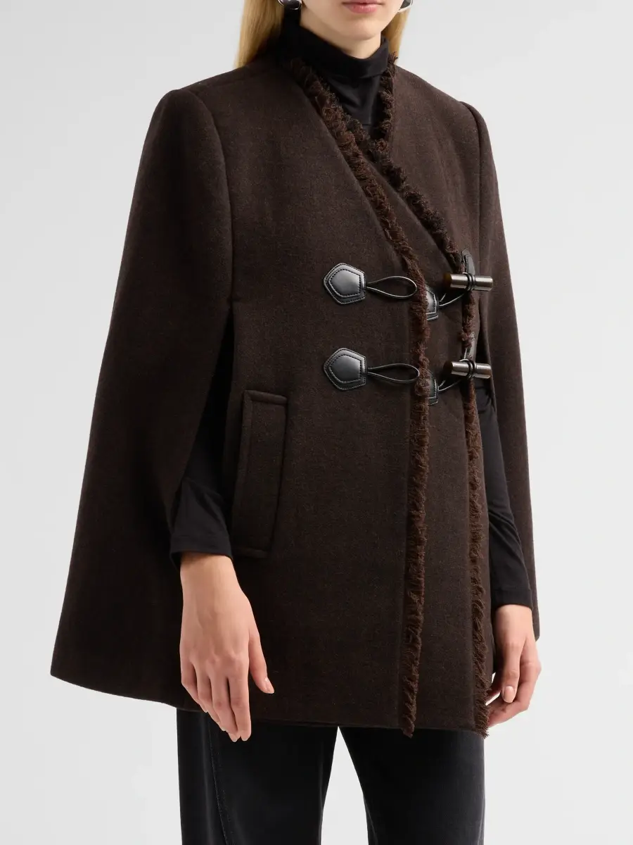 Ganni Women's Wool-Blend Blanket Cape Peacoat | Thumbnail 4 Ganni Women's Wool-Blend Blanket Cape Peacoat | Thumbnail 4