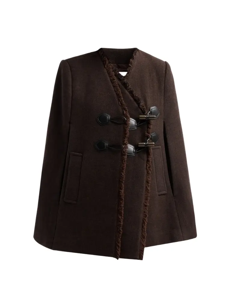 Ganni Women's Wool-Blend Blanket Cape Peacoat