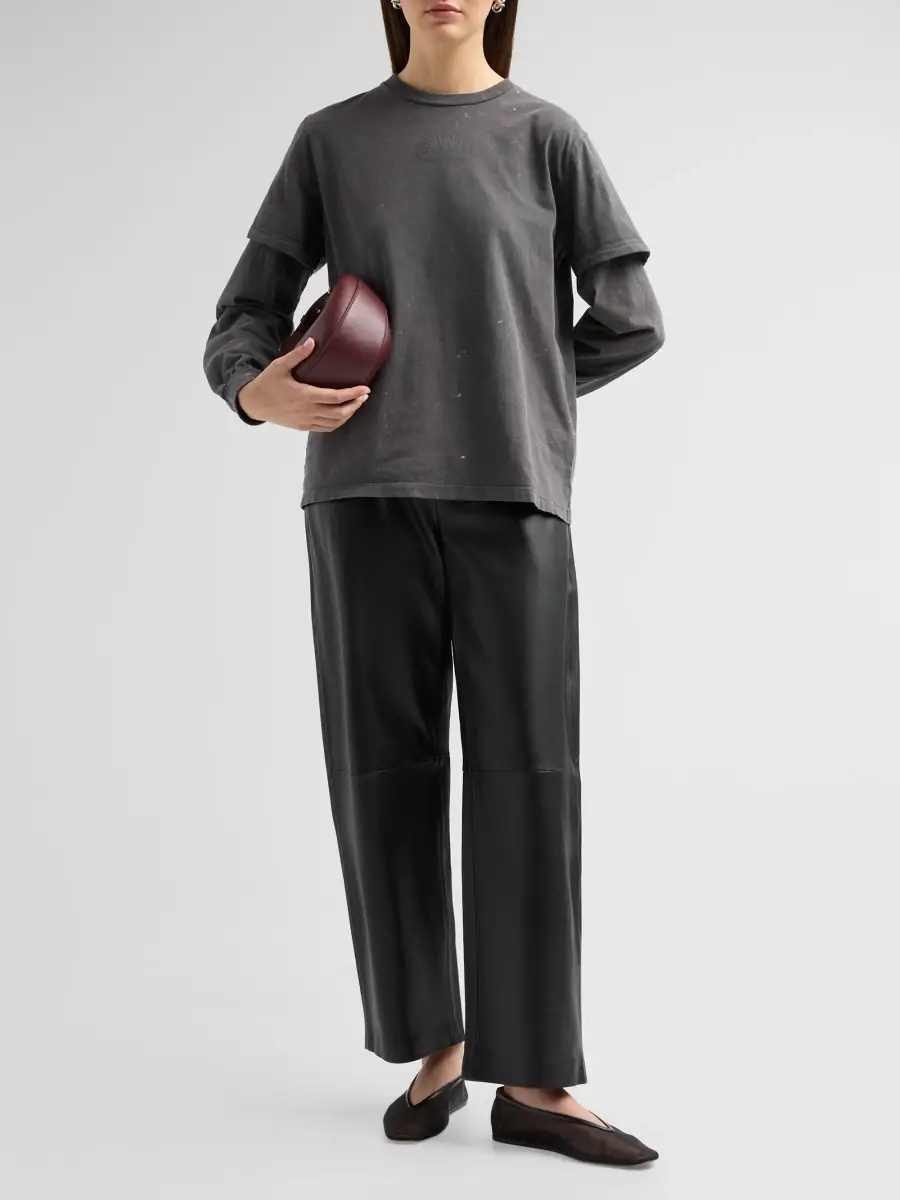 Ganni Women's Heavy Jersey Double Sleeve Cotton Top | Thumbnail 2