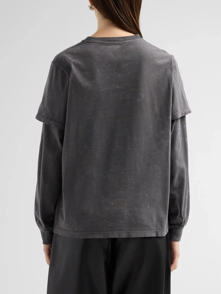 Ganni Women's Heavy Jersey Double Sleeve Cotton Top | Thumbnail 3