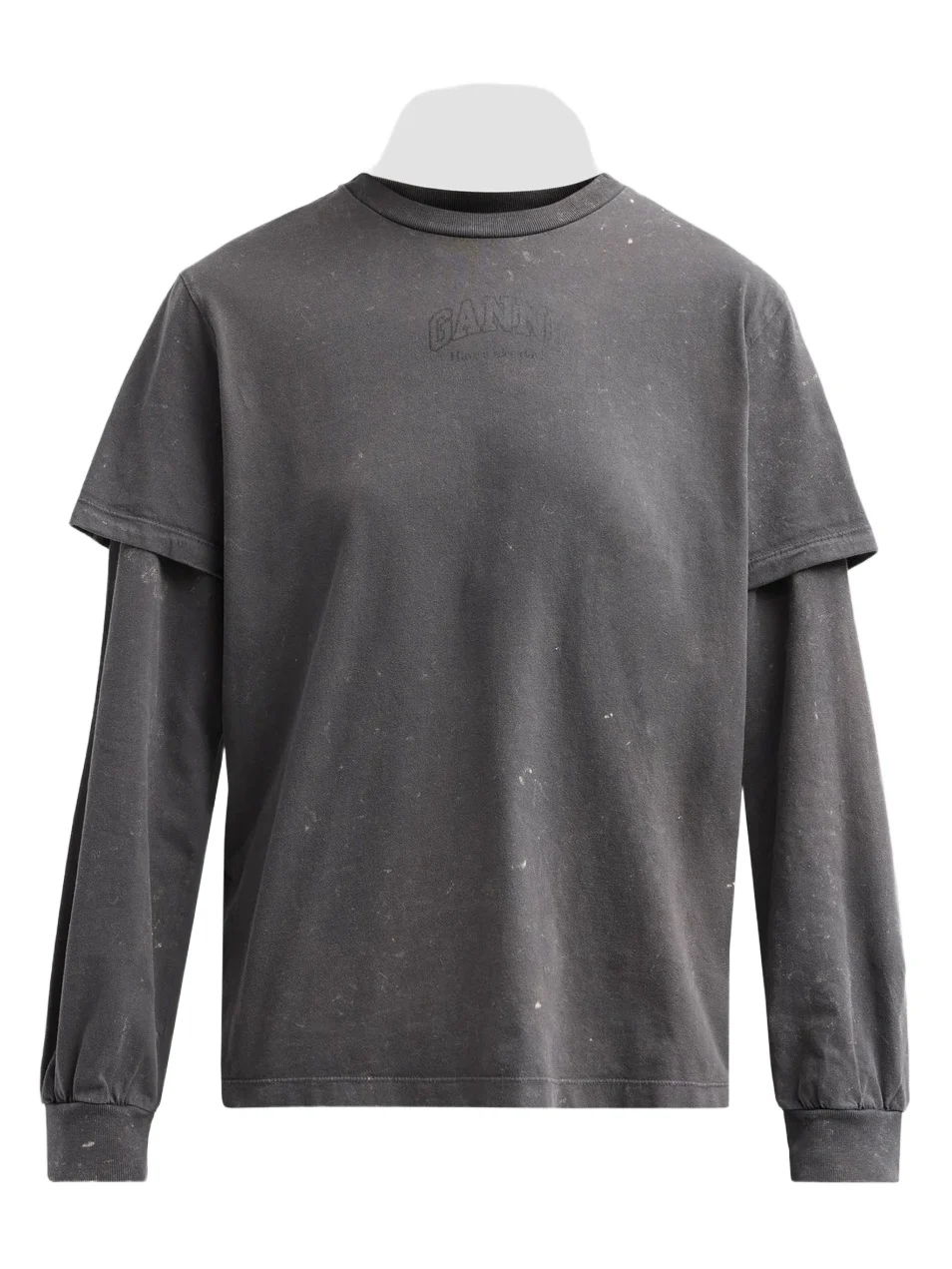 Ganni Women's Heavy Jersey Double Sleeve Cotton Top