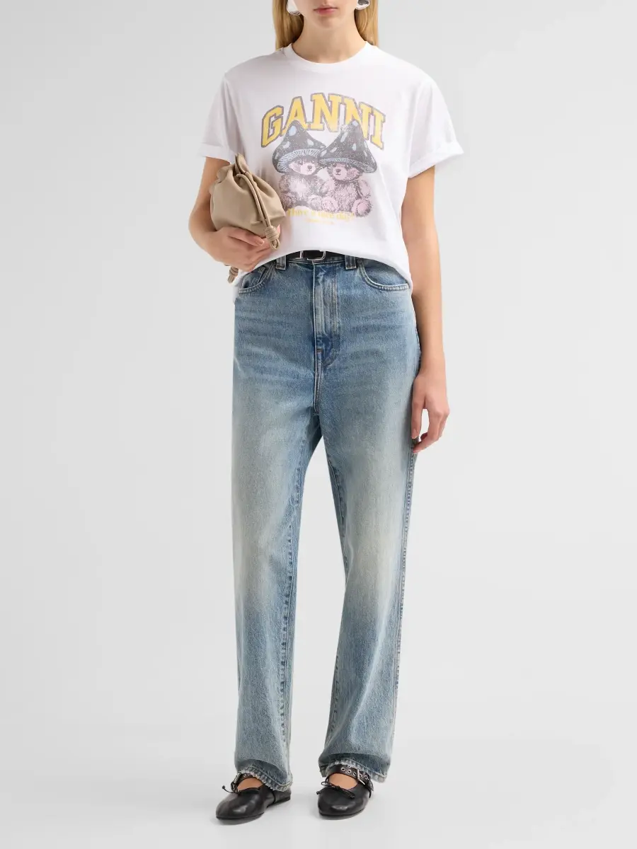 Ganni Women's Teddy Mushrooms Relaxed Crewneck T-Shirt | Thumbnail 2