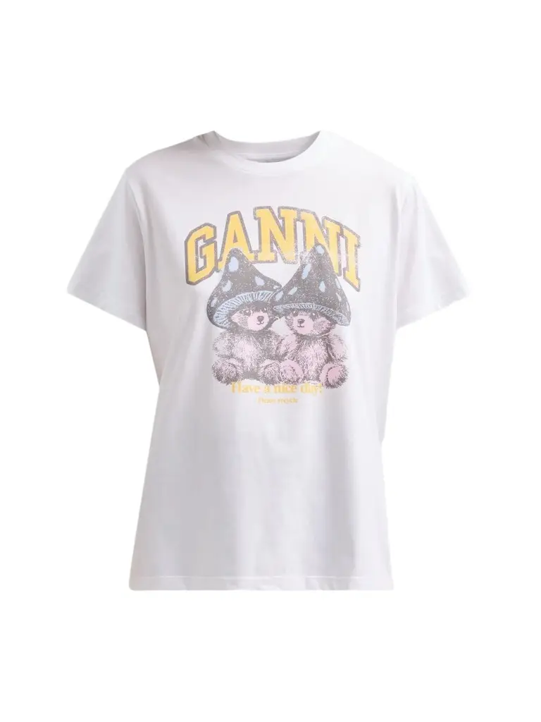 Ganni Women's Teddy Mushrooms Relaxed Crewneck T-Shirt