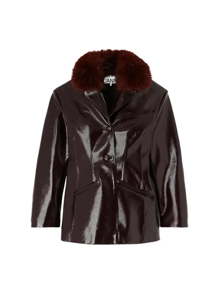 Ganni Women's Future Faux-Fur Collar Jacket