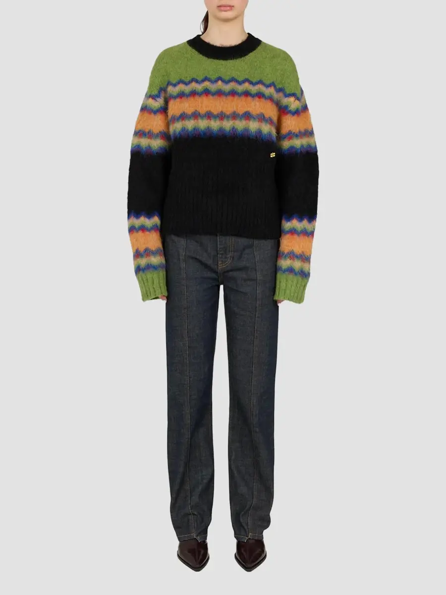 Ganni Women's Fair Isle-Inspired Alpaca-Blend Sweater | Thumbnail 2