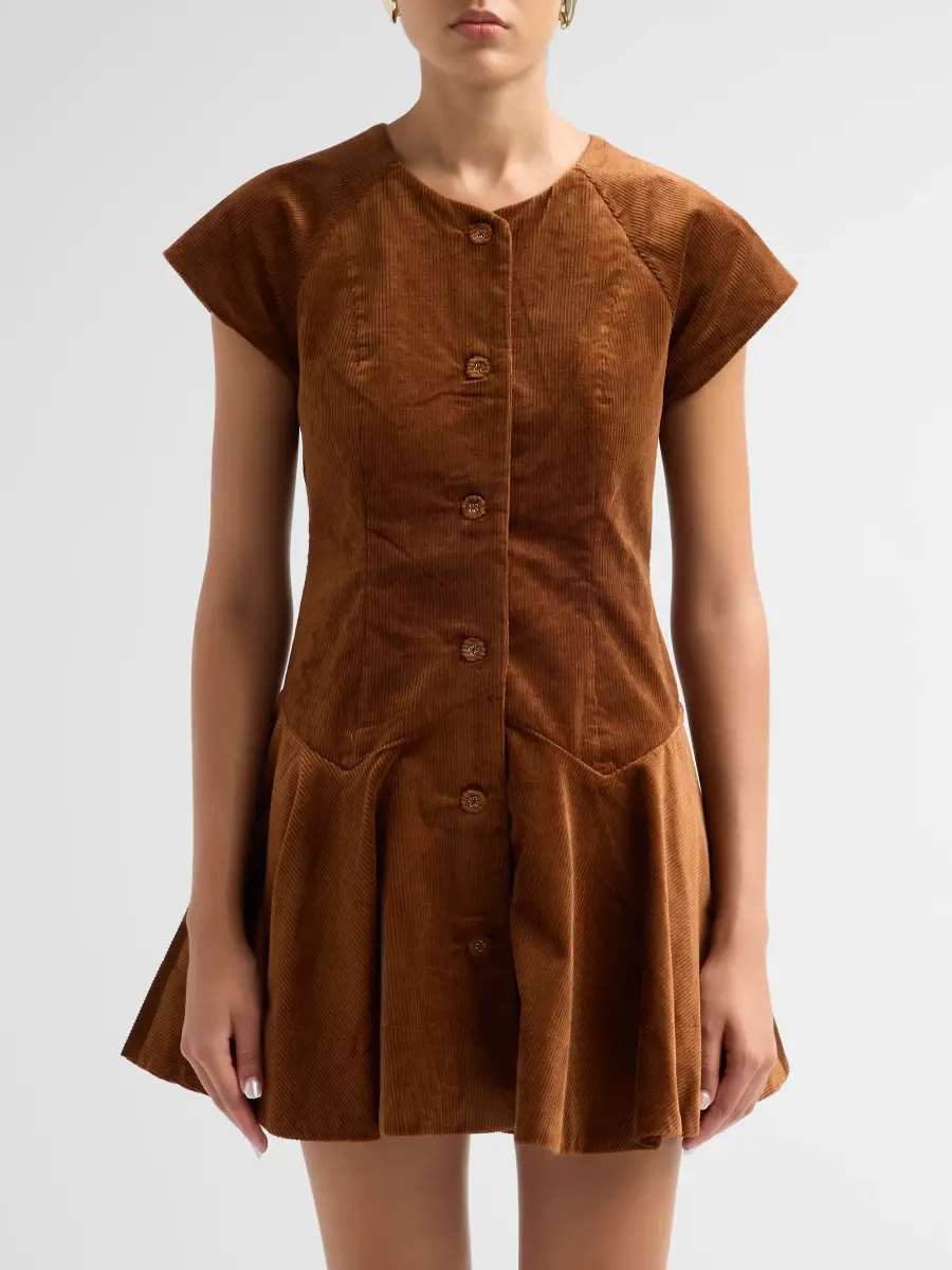 Ganni Women's Corduroy Button-Front Mini Dress | Thumbnail 5 Ganni Women's Corduroy Button-Front Mini Dress | Thumbnail 5