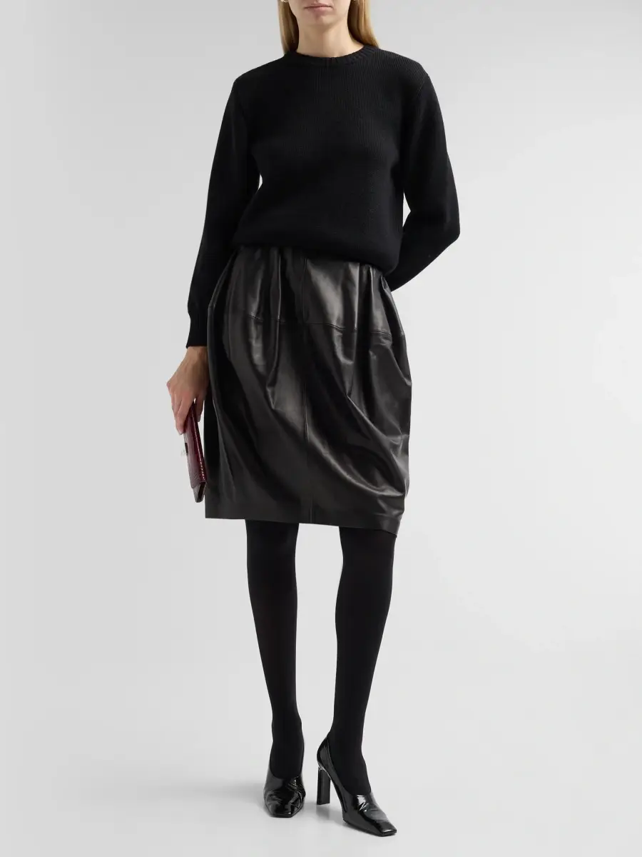 TOTEME Women's Sheath Leather Knee-Length Skirt | Thumbnail 2