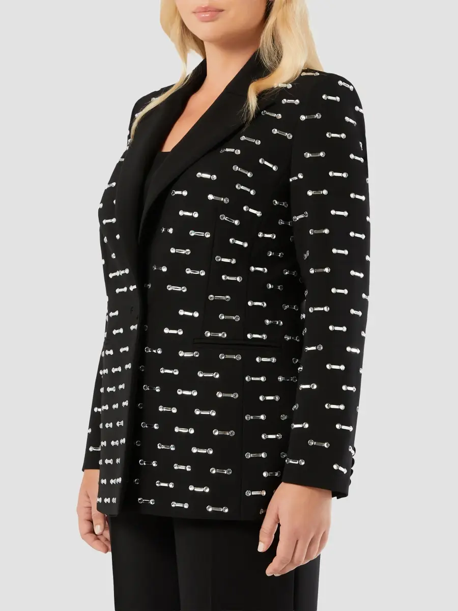 Marina Rinaldi Women's Rhinestone Detail Cady Blazer Jacket | Thumbnail 4 Marina Rinaldi Women's Rhinestone Detail Cady Blazer Jacket | Thumbnail 4
