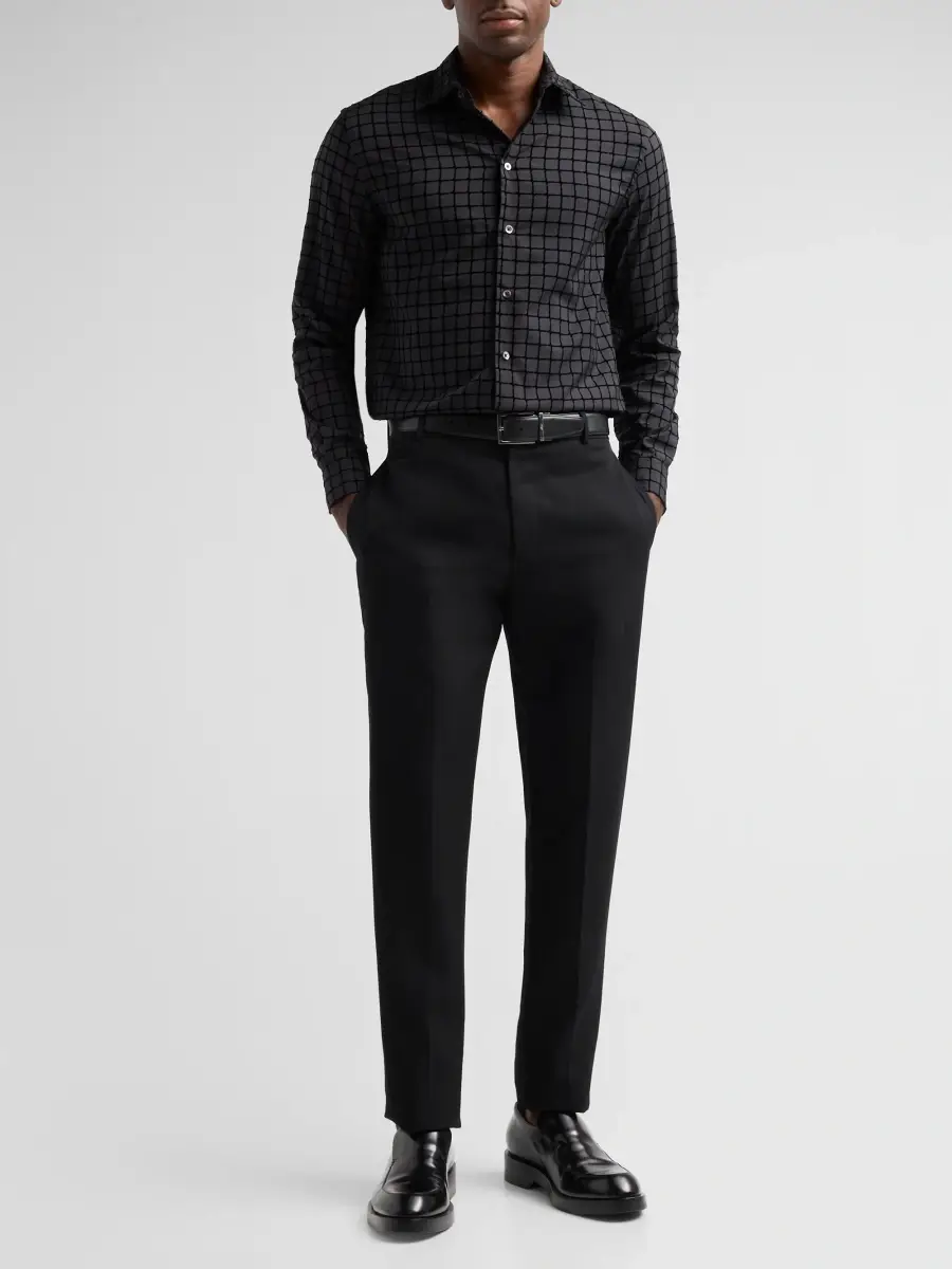 Emporio Armani Men's Flocked Micro Box Sport Shirt | Thumbnail 2 Emporio Armani Men's Flocked Micro Box Sport Shirt | Thumbnail 2