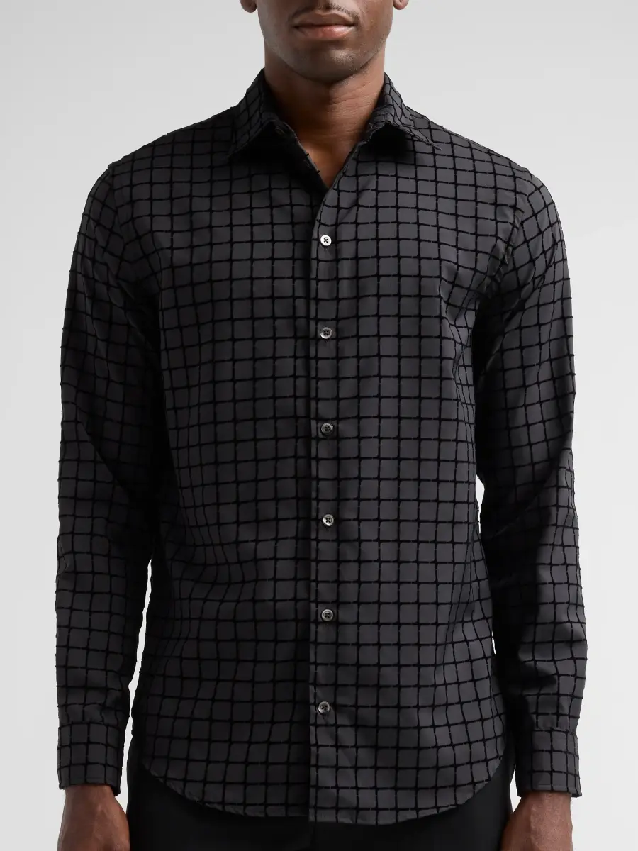 Emporio Armani Men's Flocked Micro Box Sport Shirt | Thumbnail 5 Emporio Armani Men's Flocked Micro Box Sport Shirt | Thumbnail 5
