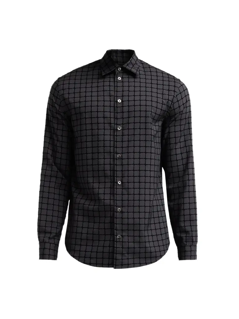 Emporio Armani Men's Flocked Micro Box Sport Shirt