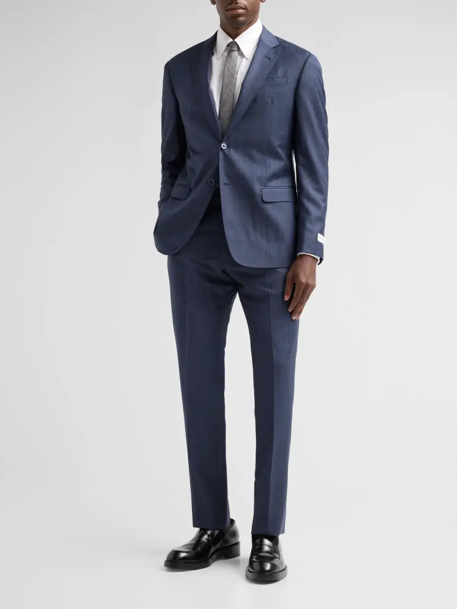 Emporio Armani Men's Contrast Plaid Wool Single-Breasted Suit | Thumbnail 2 Emporio Armani Men's Contrast Plaid Wool Single-Breasted Suit | Thumbnail 2