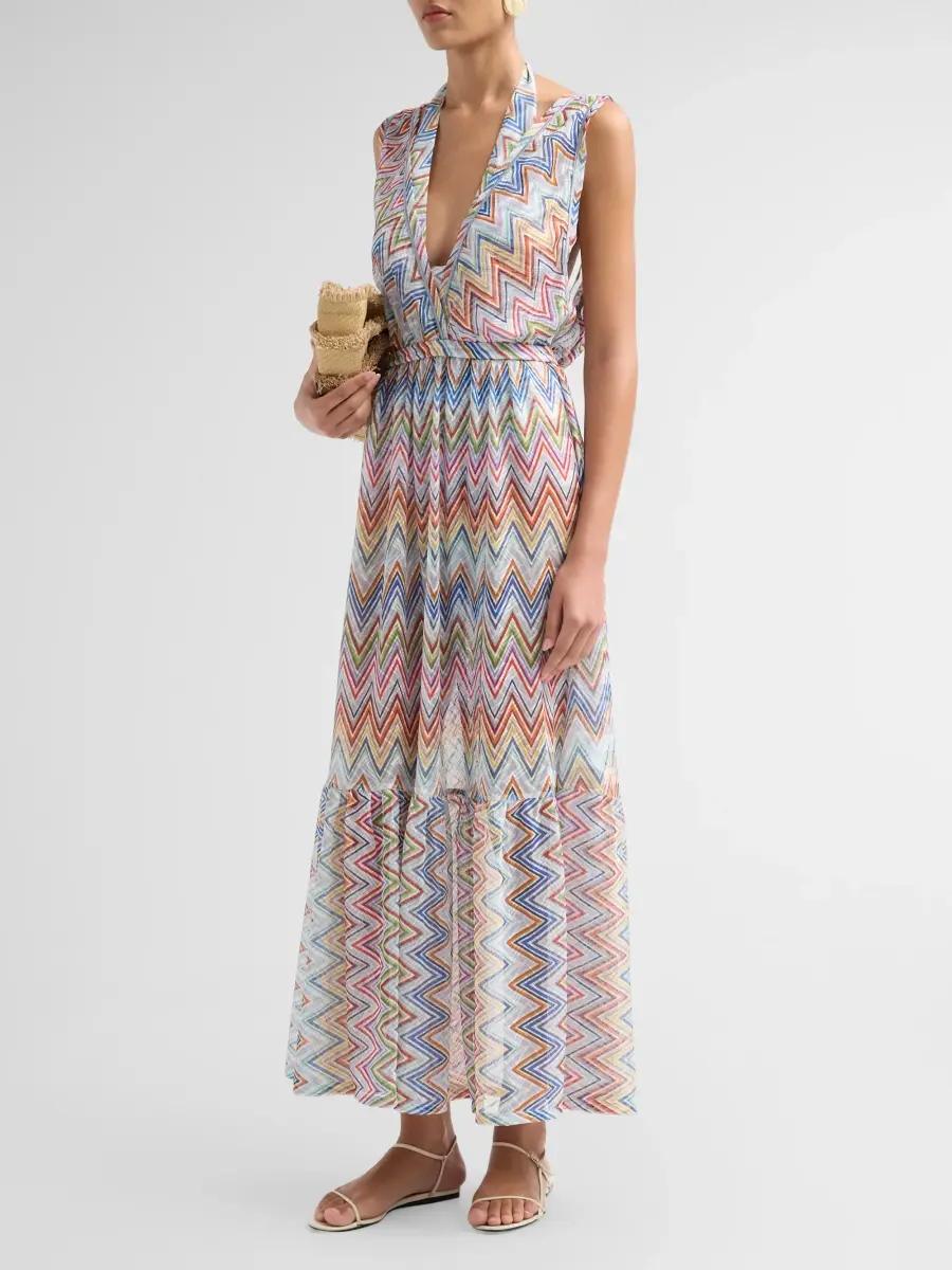 Missoni Women's Zigzag V-Neck Maxi Dress | Thumbnail 4 Missoni Women's Zigzag V-Neck Maxi Dress | Thumbnail 4