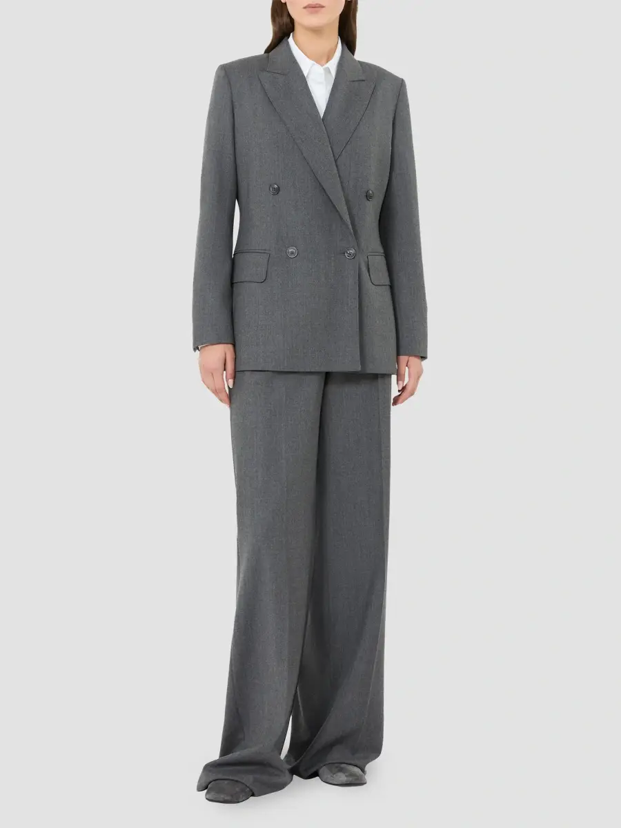 Max Mara Women's Double Breasted Wool Flannel Blazer | Thumbnail 2 Max Mara Women's Double Breasted Wool Flannel Blazer | Thumbnail 2