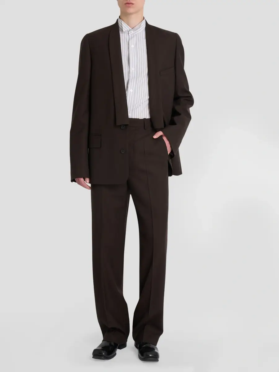 Maison Margiela Men's Minimal Collar Wool Blazer | Thumbnail 2 Maison Margiela Men's Minimal Collar Wool Blazer | Thumbnail 2