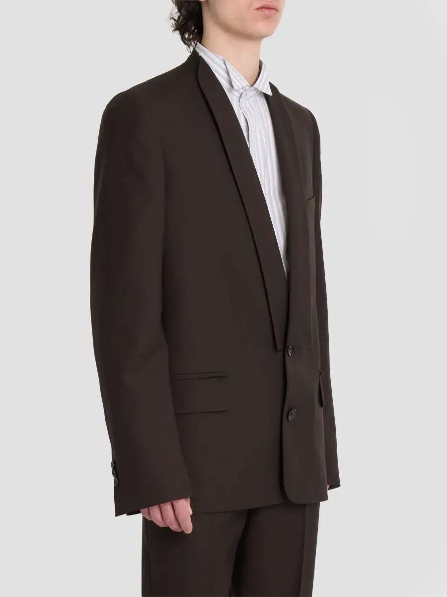 Maison Margiela Men's Minimal Collar Wool Blazer | Thumbnail 4 Maison Margiela Men's Minimal Collar Wool Blazer | Thumbnail 4