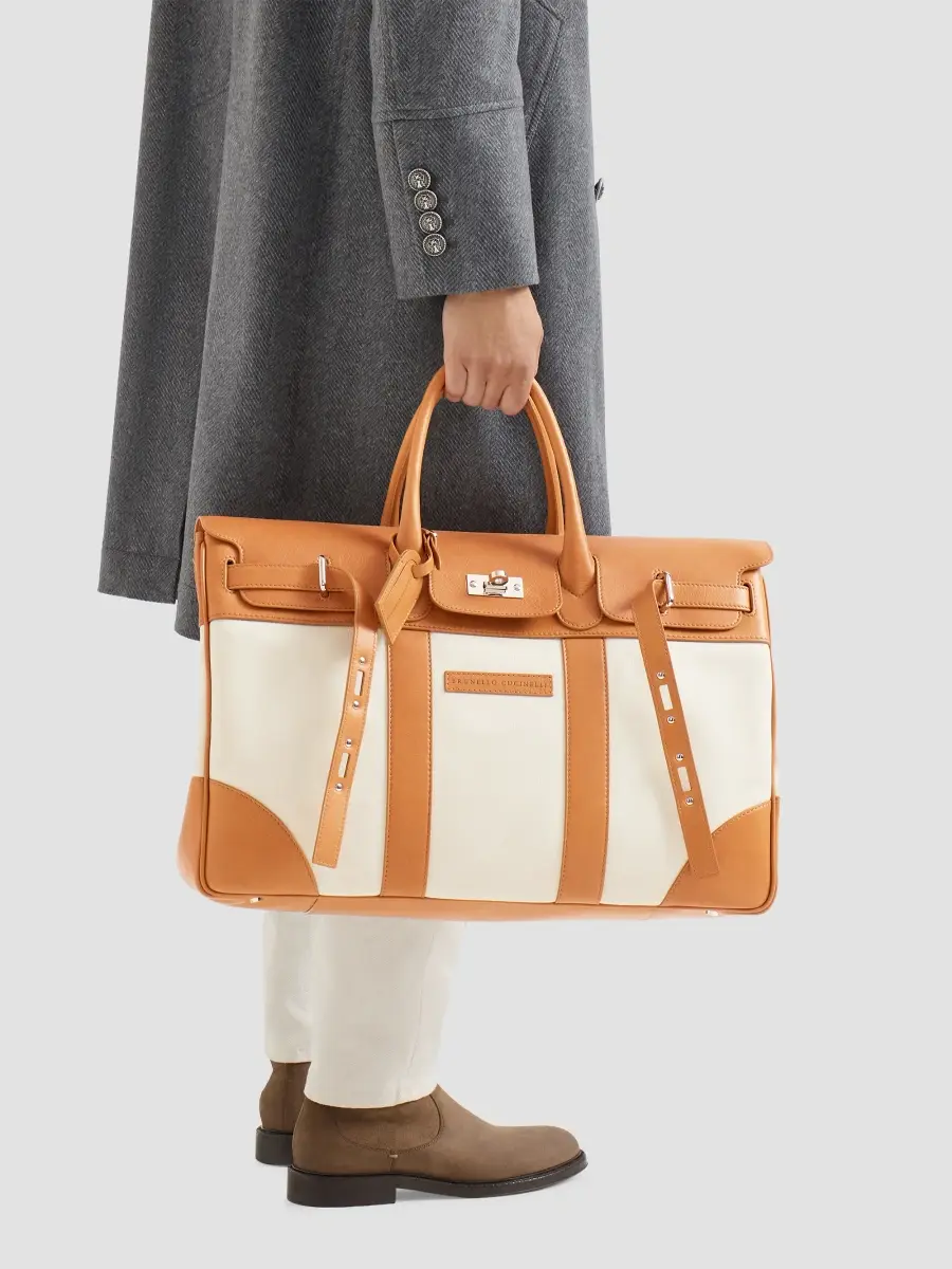 Brunello Cucinelli Men's Grained Calfskin and Cowhide Country Bag | Thumbnail 2 Brunello Cucinelli Men's Grained Calfskin and Cowhide Country Bag | Thumbnail 2