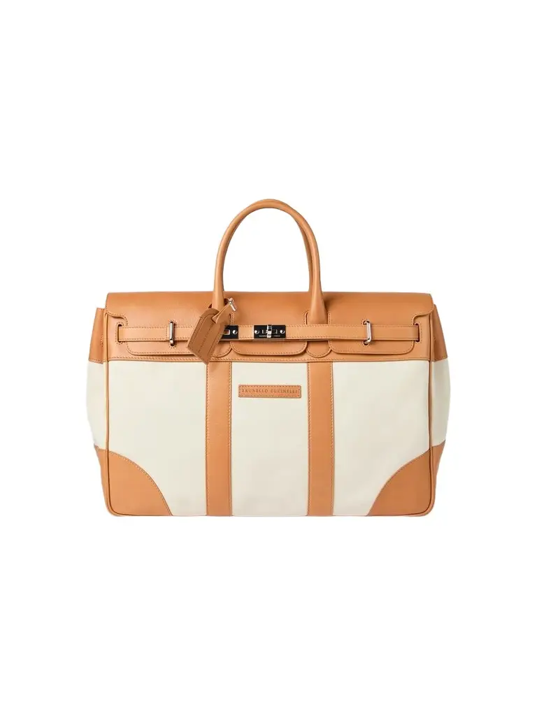 Brunello Cucinelli Men's Grained Calfskin and Cowhide Country Bag