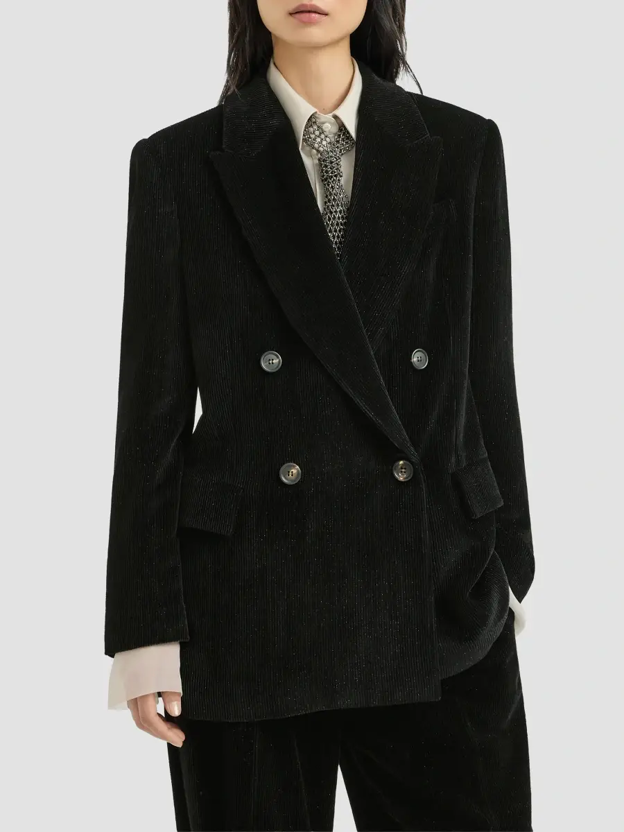 Brunello Cucinelli Women's Sparkling Corduroy Blazer | Thumbnail 3 Brunello Cucinelli Women's Sparkling Corduroy Blazer | Thumbnail 3