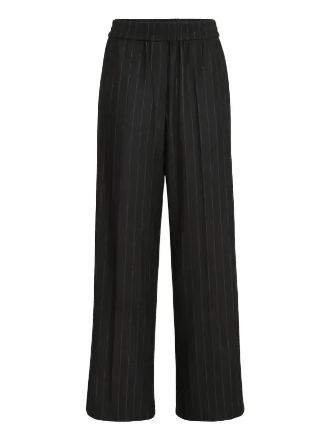 Women's Comfort Virgin Wool Dazzling Chalk Stripe Loose Track Trousers