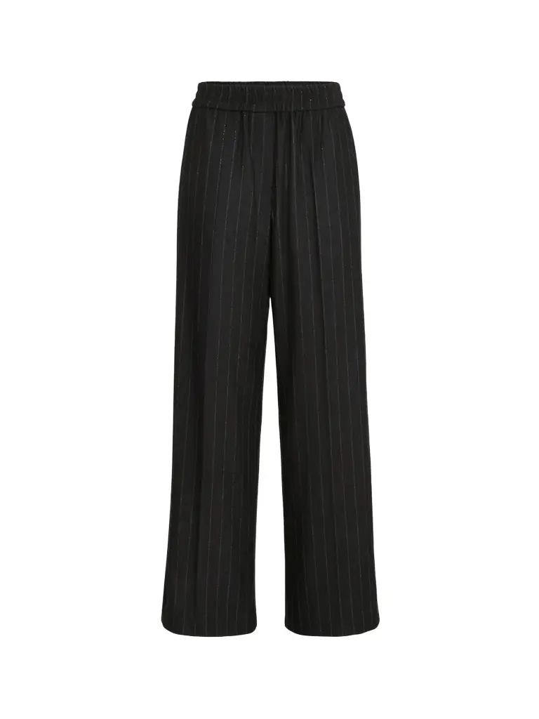 Women's Comfort Virgin Wool Dazzling Chalk Stripe Loose Track Trousers Women's Comfort Virgin Wool Dazzling Chalk Stripe Loose Track Trousers