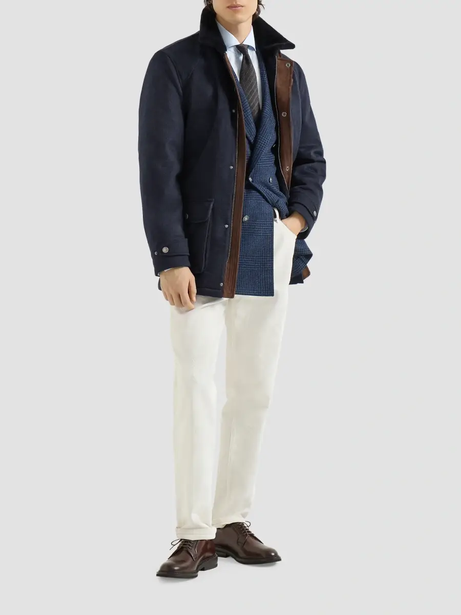 Brunello Cucinelli Men's Bonded Cashmere Beaver Cloth Field Jacket | Thumbnail 2 Brunello Cucinelli Men's Bonded Cashmere Beaver Cloth Field Jacket | Thumbnail 2