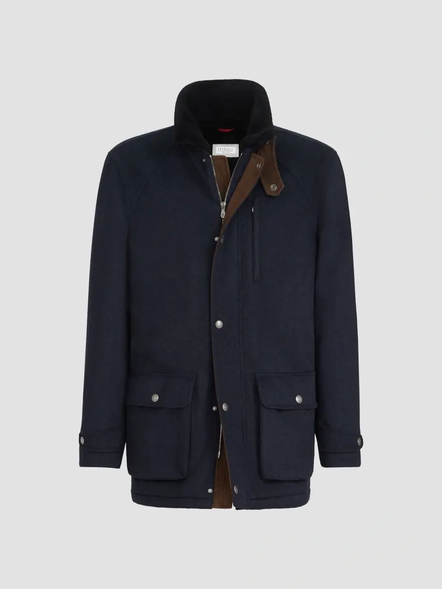 Brunello Cucinelli Men's Bonded Cashmere Beaver Cloth Field Jacket | Thumbnail 3 Brunello Cucinelli Men's Bonded Cashmere Beaver Cloth Field Jacket | Thumbnail 3