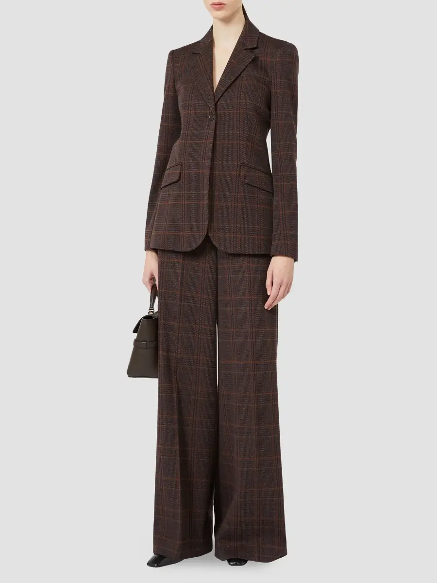 Max Mara Women's Wide Glen Plaid Jersey Trousers | Thumbnail 2 Max Mara Women's Wide Glen Plaid Jersey Trousers | Thumbnail 2