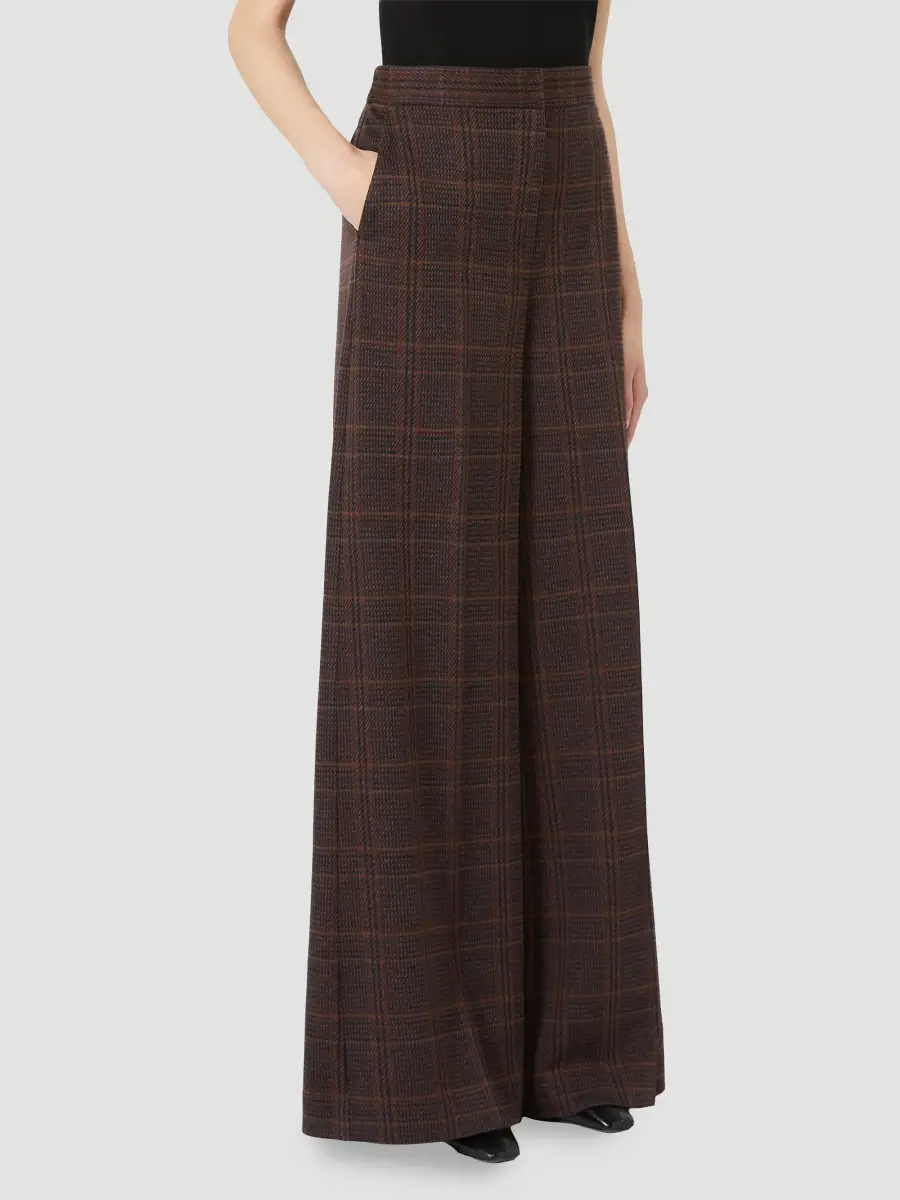 Max Mara Women's Wide Glen Plaid Jersey Trousers | Thumbnail 3 Max Mara Women's Wide Glen Plaid Jersey Trousers | Thumbnail 3