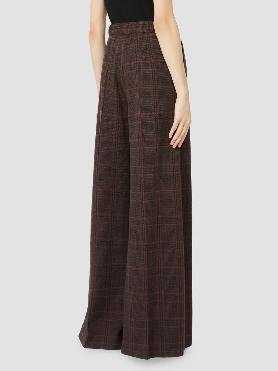 Max Mara Women's Wide Glen Plaid Jersey Trousers | Thumbnail 4 Max Mara Women's Wide Glen Plaid Jersey Trousers | Thumbnail 4