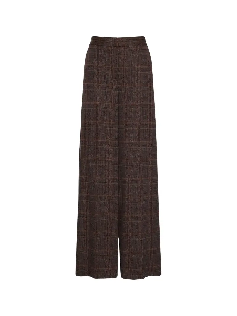 Max Mara Women's Wide Glen Plaid Jersey Trousers