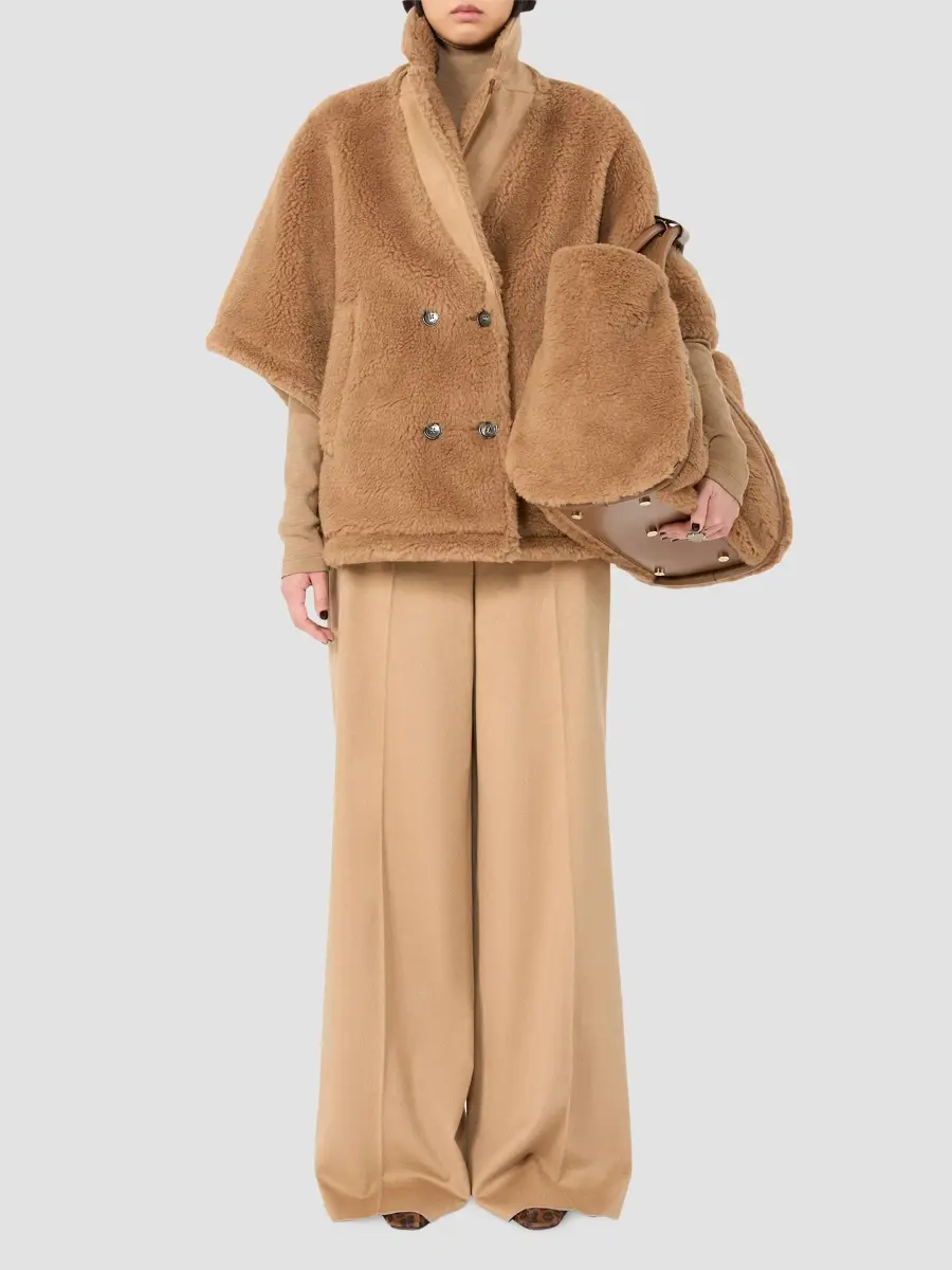 Max Mara Women's Camel and Teddy Reversible Cape | Thumbnail 2 Max Mara Women's Camel and Teddy Reversible Cape | Thumbnail 2