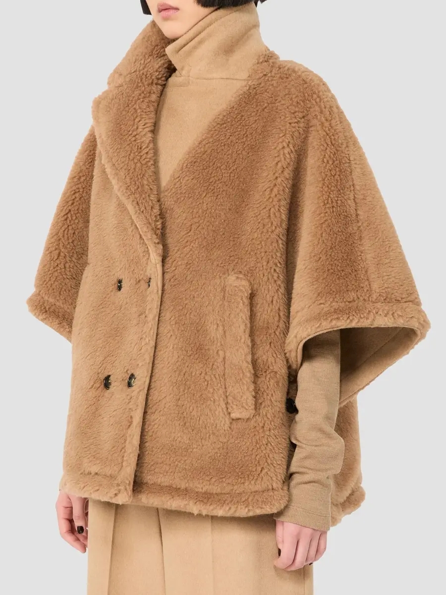 Max Mara Women's Camel and Teddy Reversible Cape | Thumbnail 3 Max Mara Women's Camel and Teddy Reversible Cape | Thumbnail 3