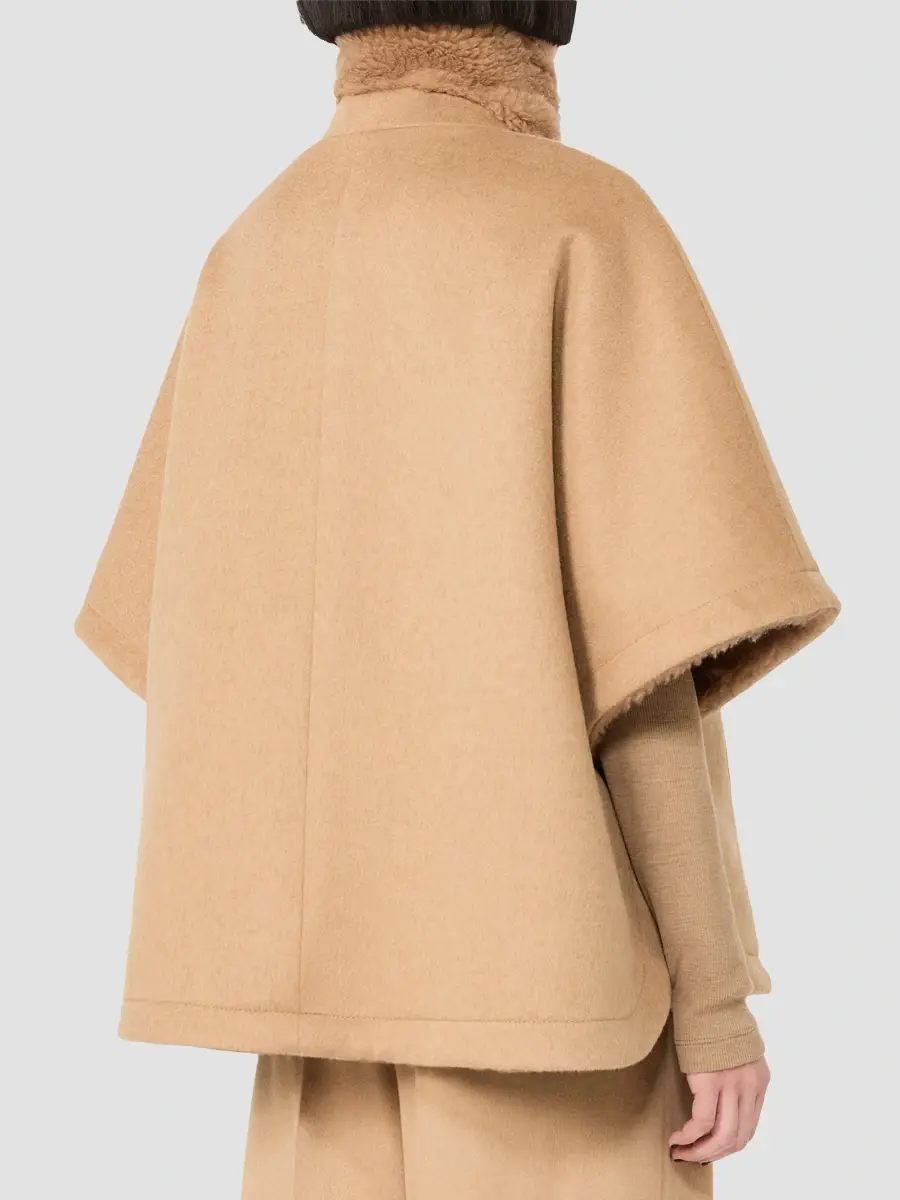 Max Mara Women's Camel and Teddy Reversible Cape | Thumbnail 4 Max Mara Women's Camel and Teddy Reversible Cape | Thumbnail 4
